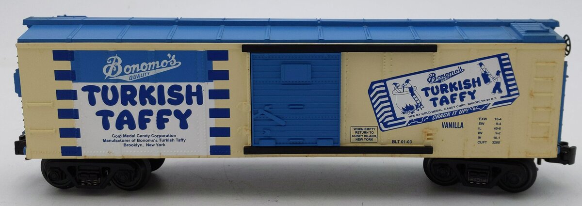 MTH 30-74096 O Gauge Bonomo's Turkish Taffy Vanilla Boxcar EX