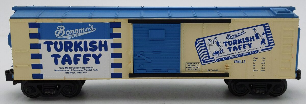 MTH 30-74096 O Gauge Bonomo's Turkish Taffy Vanilla Boxcar EX