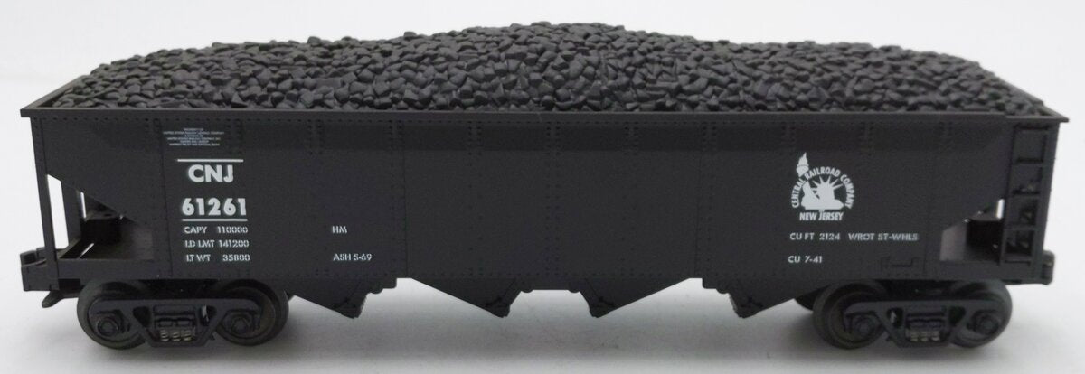 MTH 61261 O Gauge CNJ 4-Bay Hopper w/Coal Load #61261 EX