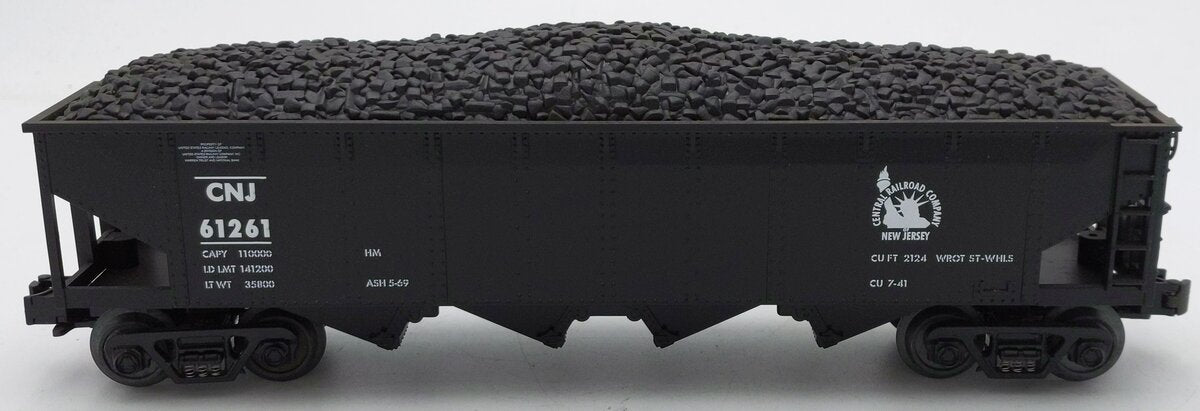 MTH 61261 O Gauge CNJ 4-Bay Hopper w/Coal Load #61261 EX