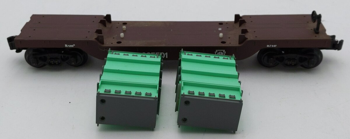 K-Line K665501 O Gauge Pennsylvania Depressed Center Flatcar w/ 2 Transformers VG