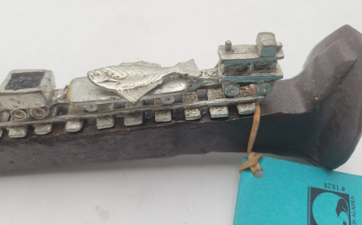 Real Alaskan Railroad Spike w/ Metal Steam Train VG