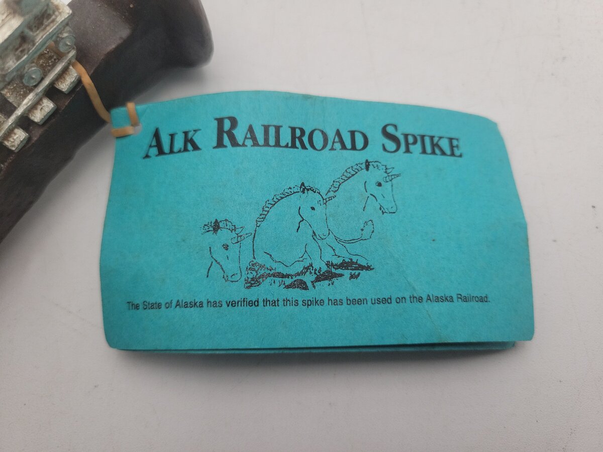 Real Alaskan Railroad Spike w/ Metal Steam Train VG
