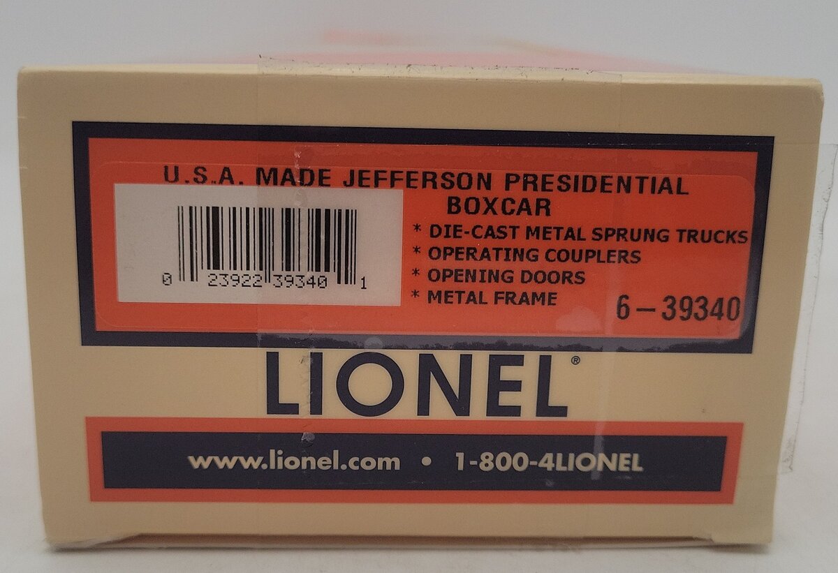 Lionel 6-39340 O Gauge U.S. Made Thomas Jefferson Presidential Boxcar EX/Box