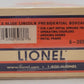 Lionel 6-39338 O Gauge Abraham Lincoln Boxcar EX/Box