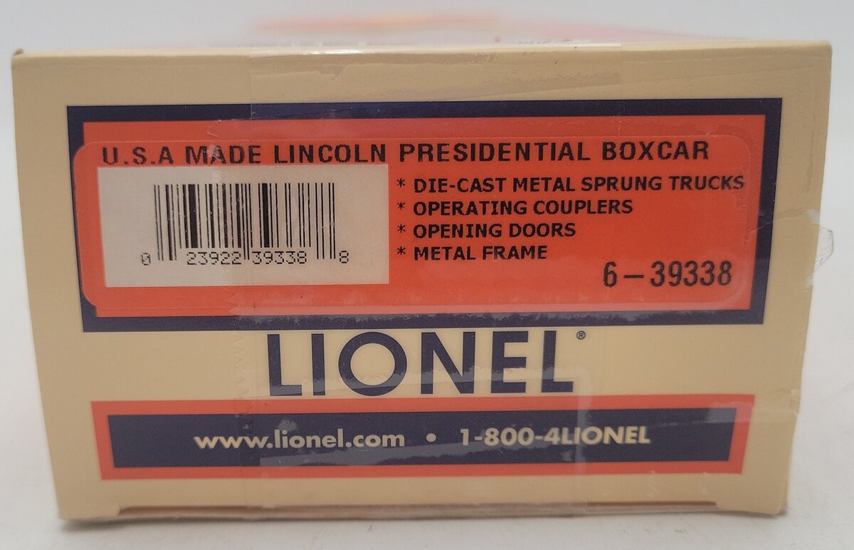 Lionel 6-39338 O Gauge Abraham Lincoln Boxcar EX/Box