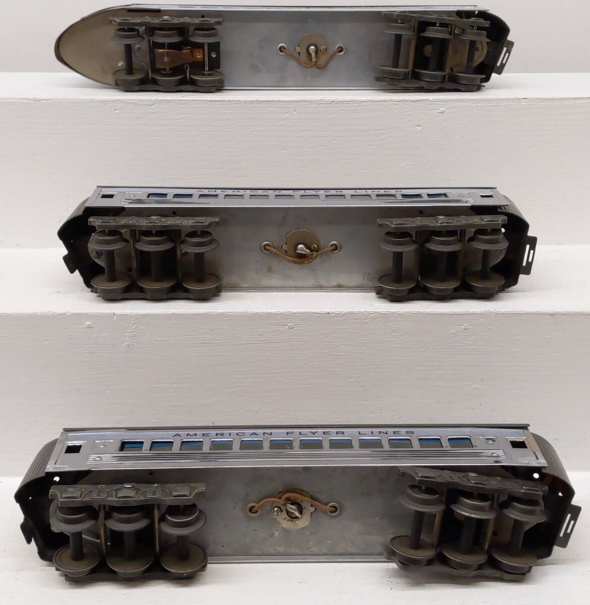 American Flyer Vintage O Prewar Tinplate Silver Passenger Cars 1621, 1622 [3] VG