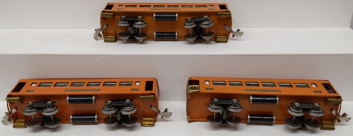 MTH 10-8042 O Orange 710 Series Passenger Car Set (Set of 3) EX
