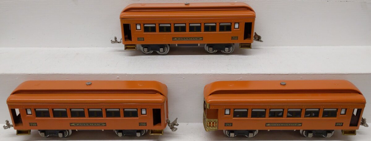 MTH 10-8042 O Orange 710 Series Passenger Car Set (Set of 3) EX