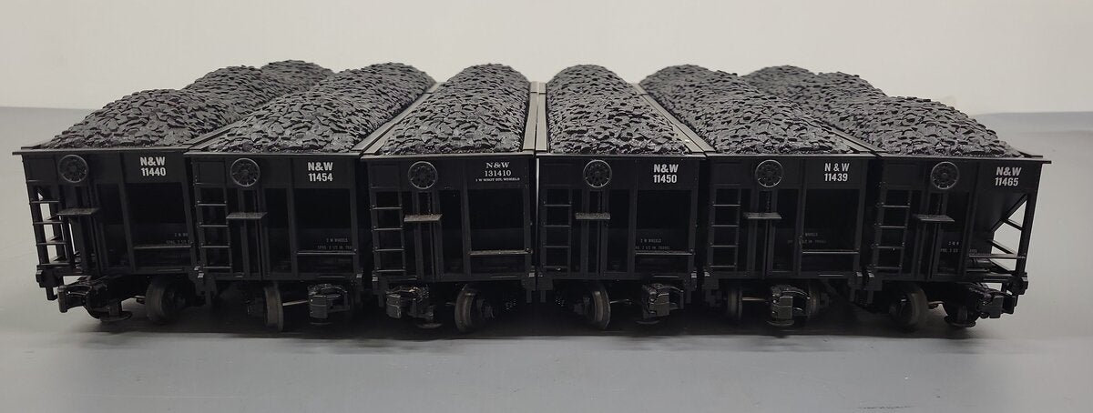 MTH 20-97062 O Gauge Norfolk & Western 4-Bay Hopper With coal Load 6-Car Set EX/Box