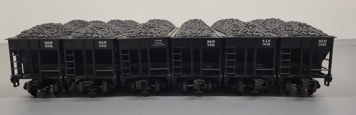 MTH 20-97062 O Gauge Norfolk & Western 4-Bay Hopper With coal Load 6-Car Set EX/Box