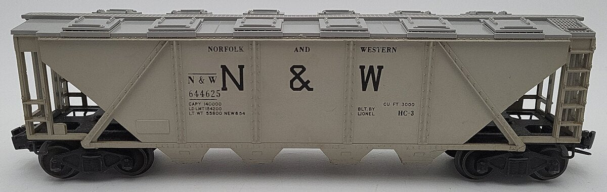 Lionel 6446-25 Vintage O Norfolk & Western Grey Covered 4-Bay Hopper #644625 VG