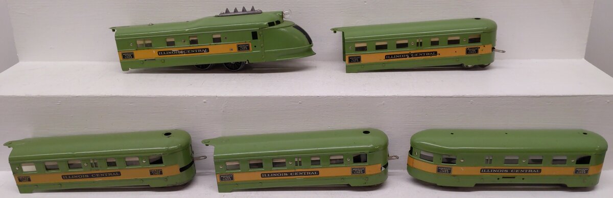 American Flyer 1322RT Vintage O Illinois Central Green Diamond Articulated Set VG
