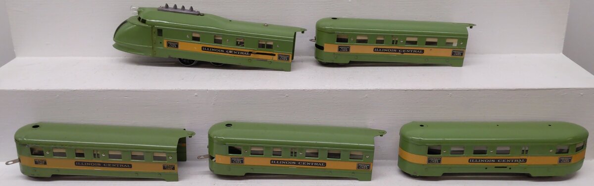 American Flyer 1322RT Vintage O Illinois Central Green Diamond Articulated Set VG