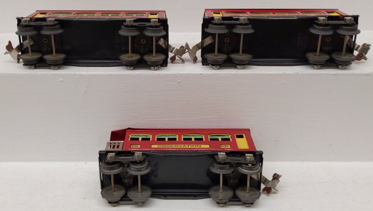 Lionel Vintage O Prewar Red Tinplate Passenger Cars 629, 630 [3]