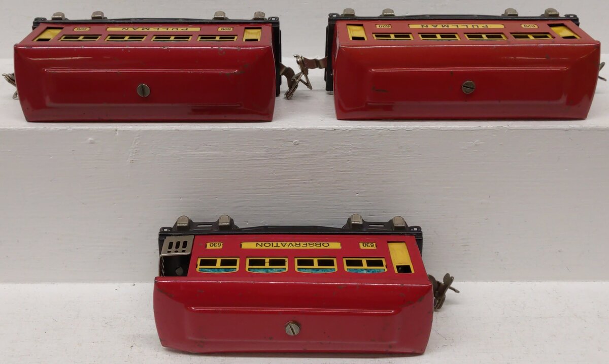 Lionel Vintage O Prewar Red Tinplate Passenger Cars 629, 630 [3]