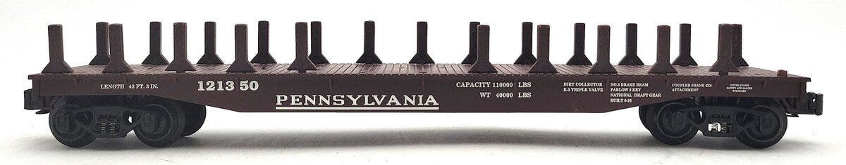K-Line 121350 O Gauge Pennsylvania Flatcar w/ Stakes EX