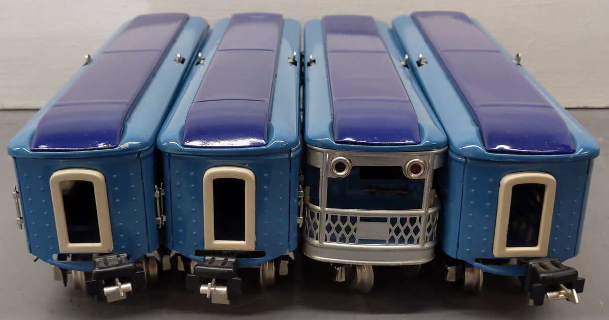 Lionel Vintage O Prewar Blue Tinplate Passenger Cars 613, 614, 615 [4]