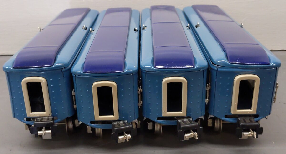 Lionel Vintage O Prewar Blue Tinplate Passenger Cars 613, 614, 615 [4]