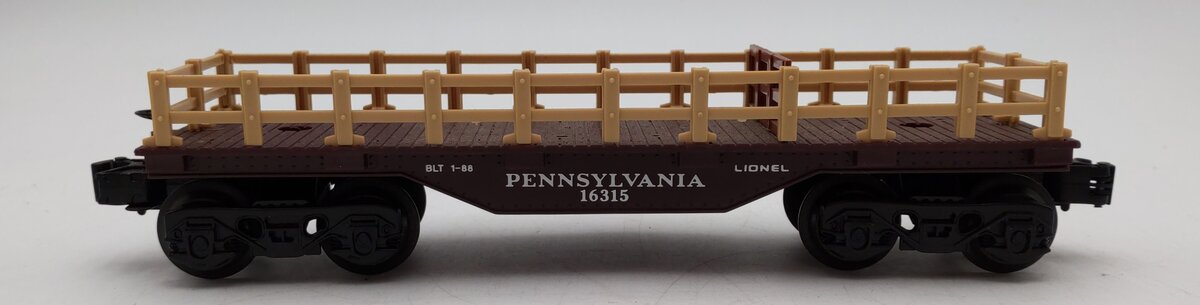 Lionel 6-16315 O Gauge Pennsylvania Short Flatcar w/ Fences EX/Box