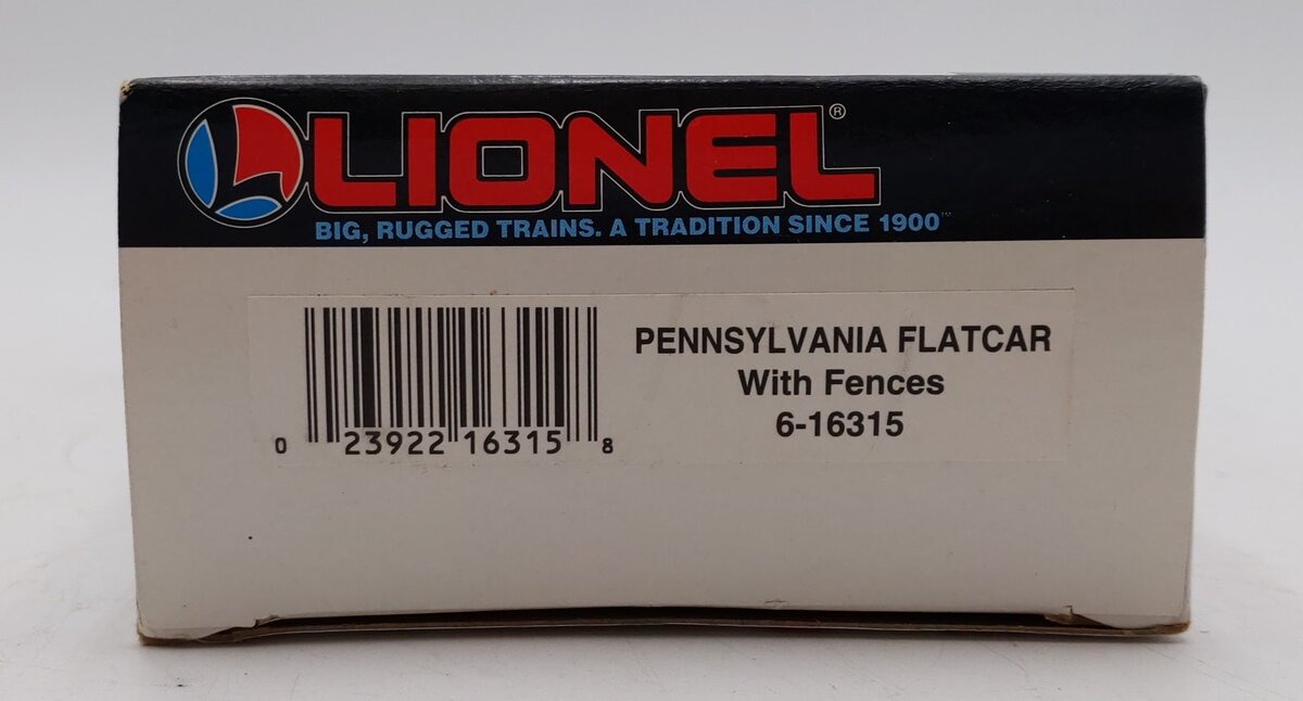 Lionel 6-16315 O Gauge Pennsylvania Short Flatcar w/ Fences EX/Box