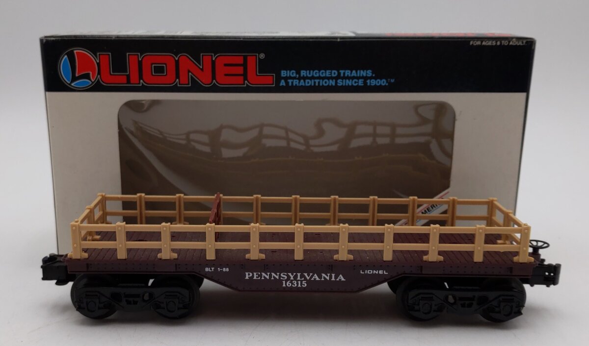 Lionel 6-16315 O Gauge Pennsylvania Short Flatcar w/ Fences EX/Box