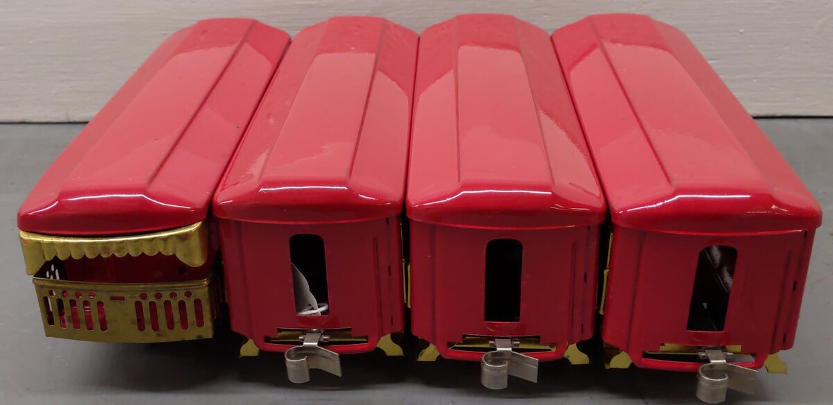 American Flyer Vintage O Prewar Red Tinplate Passenger Cars 3171, 3172 [4]
