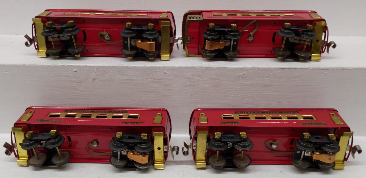 American Flyer Vintage O Prewar Red Tinplate Passenger Cars 3171, 3172 [4]