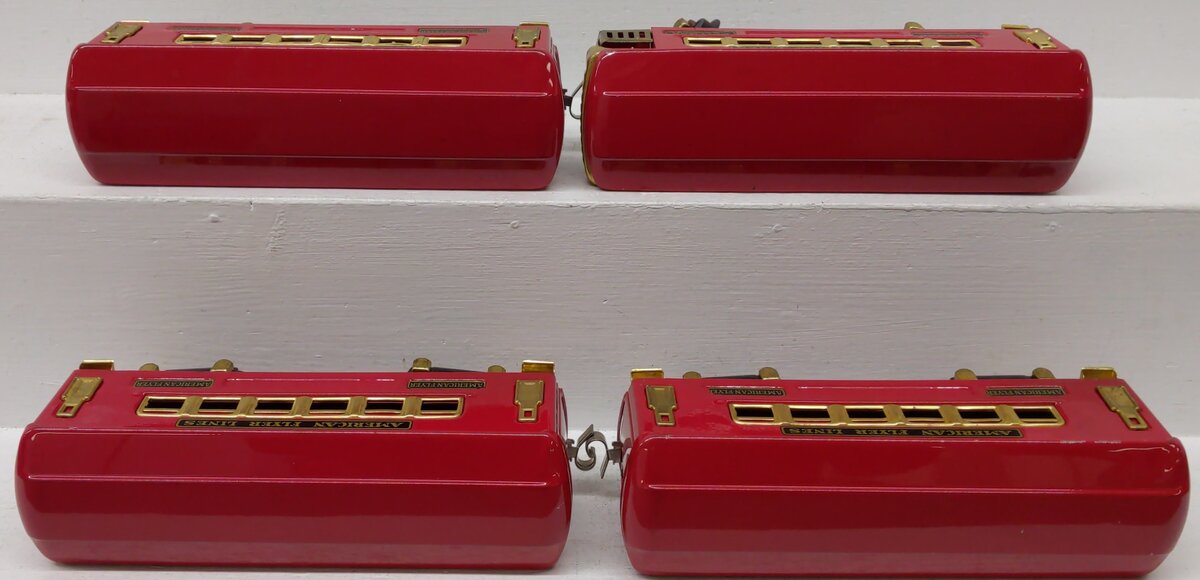 American Flyer Vintage O Prewar Red Tinplate Passenger Cars 3171, 3172 [4]