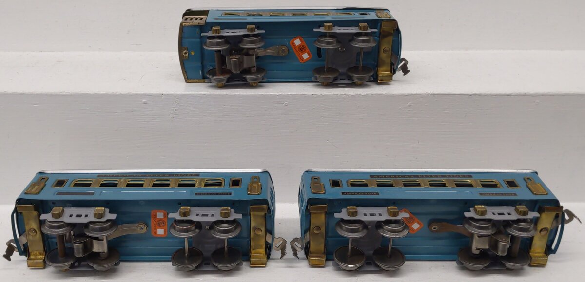 American Flyer Vintage O Prewar Blue Tinplate Passenger Cars 3171, 3172 [3]