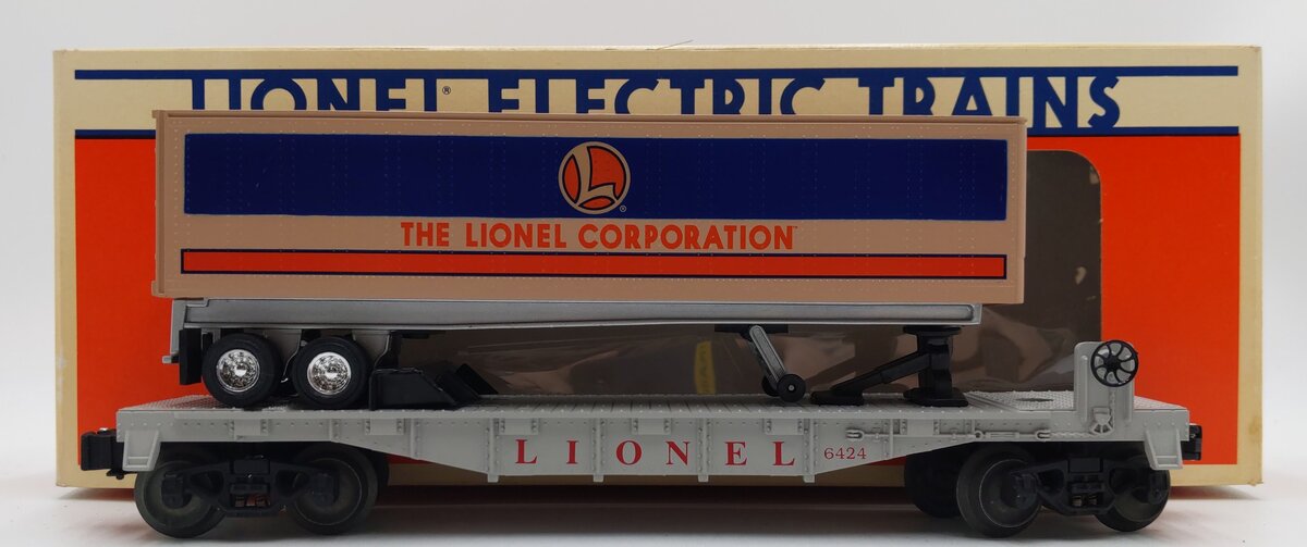 Lionel 6-16924 O Gauge Lionel Flatcar #6424 with Lionel Corporation Trailer LN/Box
