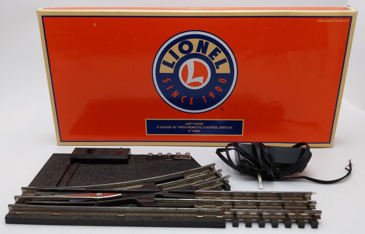 Lionel 6-12081 O 42" Remote-Control Left Hand Switch Turnout VG/Box
