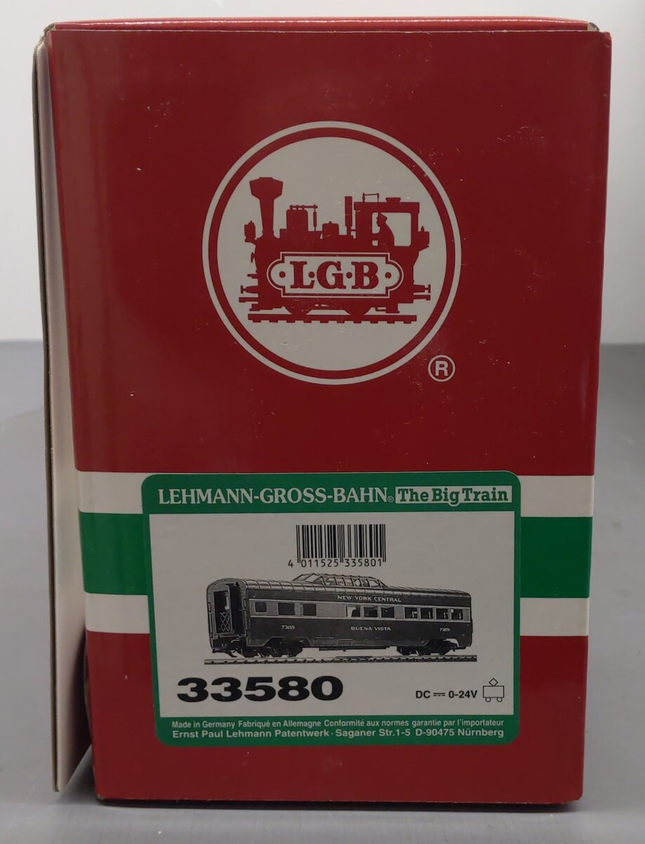 LGB 33580 G Scale NYC Buena Vista Dome Car EX/Box
