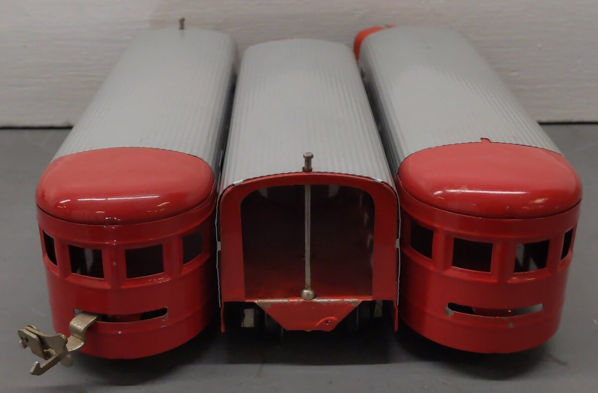 Lionel Vintage O Red & Grey Tinplate Passenger Cars 1701, 1702, 1703 [3]