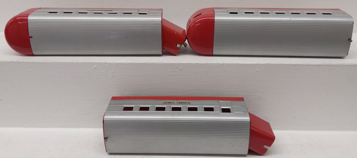 Lionel Vintage O Red & Grey Tinplate Passenger Cars 1701, 1702, 1703 [3]