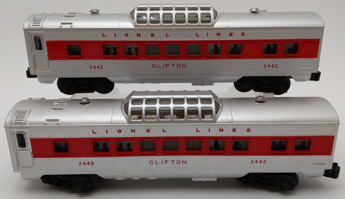 Lionel 2442 Lionel Lines Clifton Red Stripe Illuminated Vista Dome Cars [2]