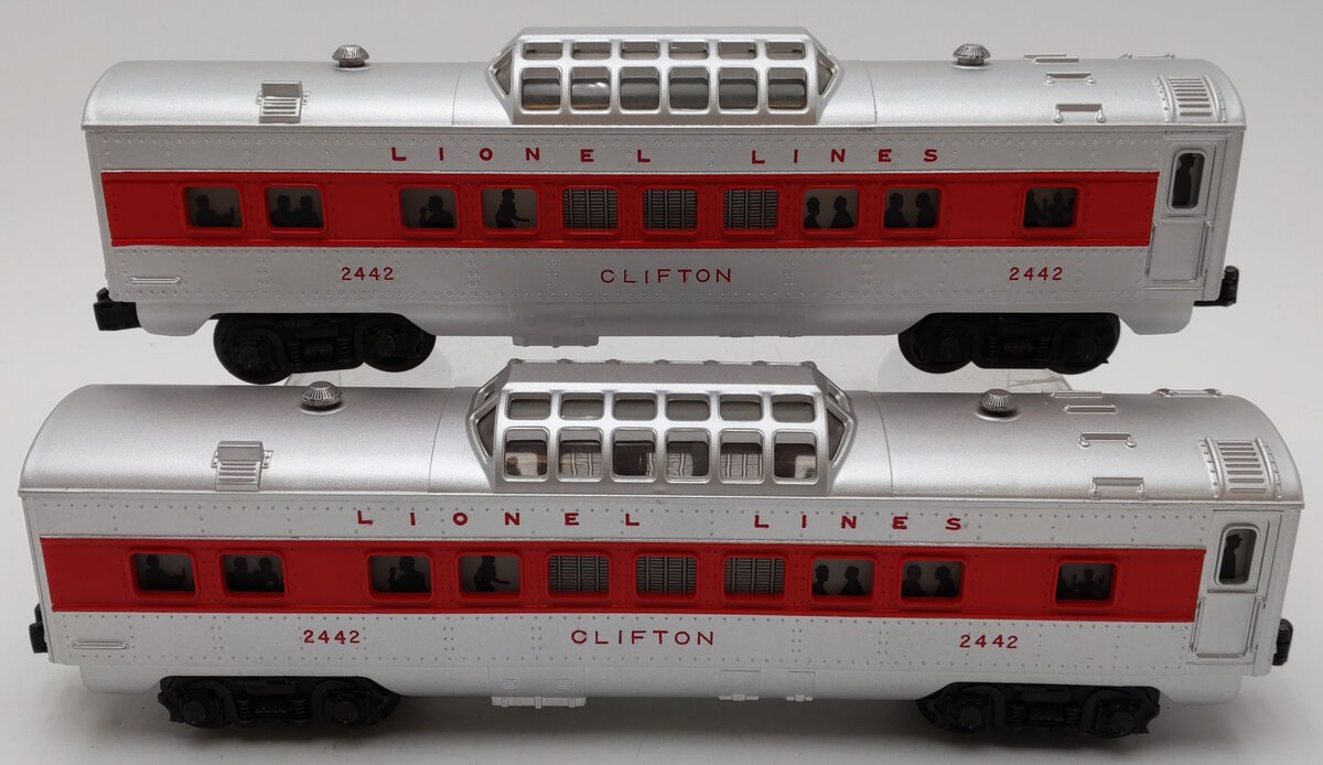 Lionel 2442 Lionel Lines Clifton Red Stripe Illuminated Vista Dome Cars [2]
