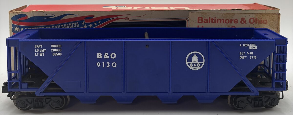 Lionel 6-9130 O Gauge Baltimore & Ohio Blue Quad Hopper Car EX/Box