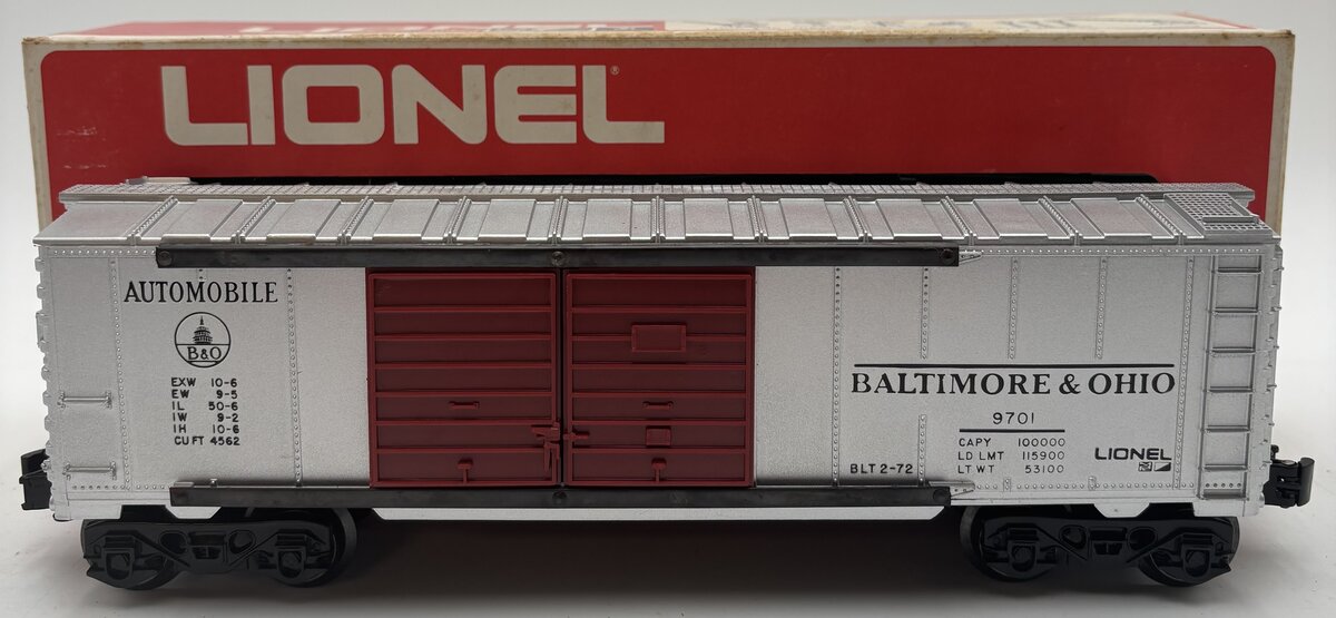 Lionel 6-9701 O Gauge Baltimore & Ohio Double Door Automobile Boxcar EX/Box