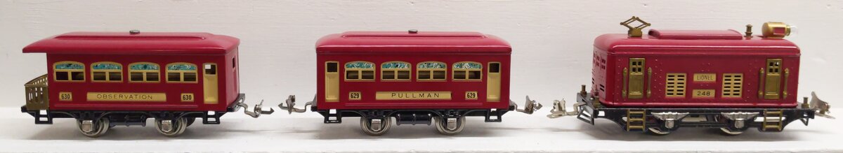 Lionel 292 Vintage O Prewar Electric Passenger Set: 248, 629, 630 EX