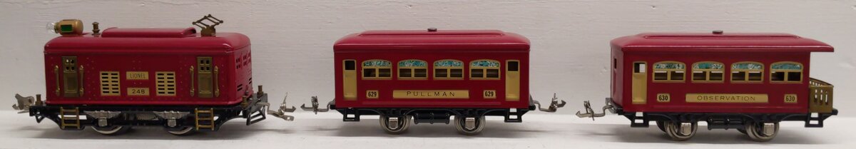 Lionel 292 Vintage O Prewar Electric Passenger Set: 248, 629, 630 EX