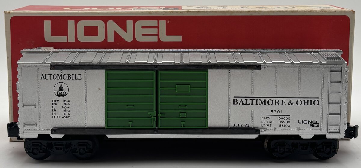Lionel 6-9701 O Gauge Baltimore & Ohio Double Door Automobile Boxcar EX/Box