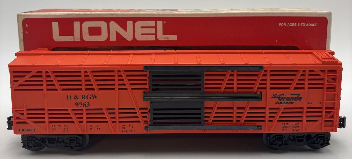 Lionel 6-9763 O Gauge Rio Grande Cattle Car #9763 EX/Box