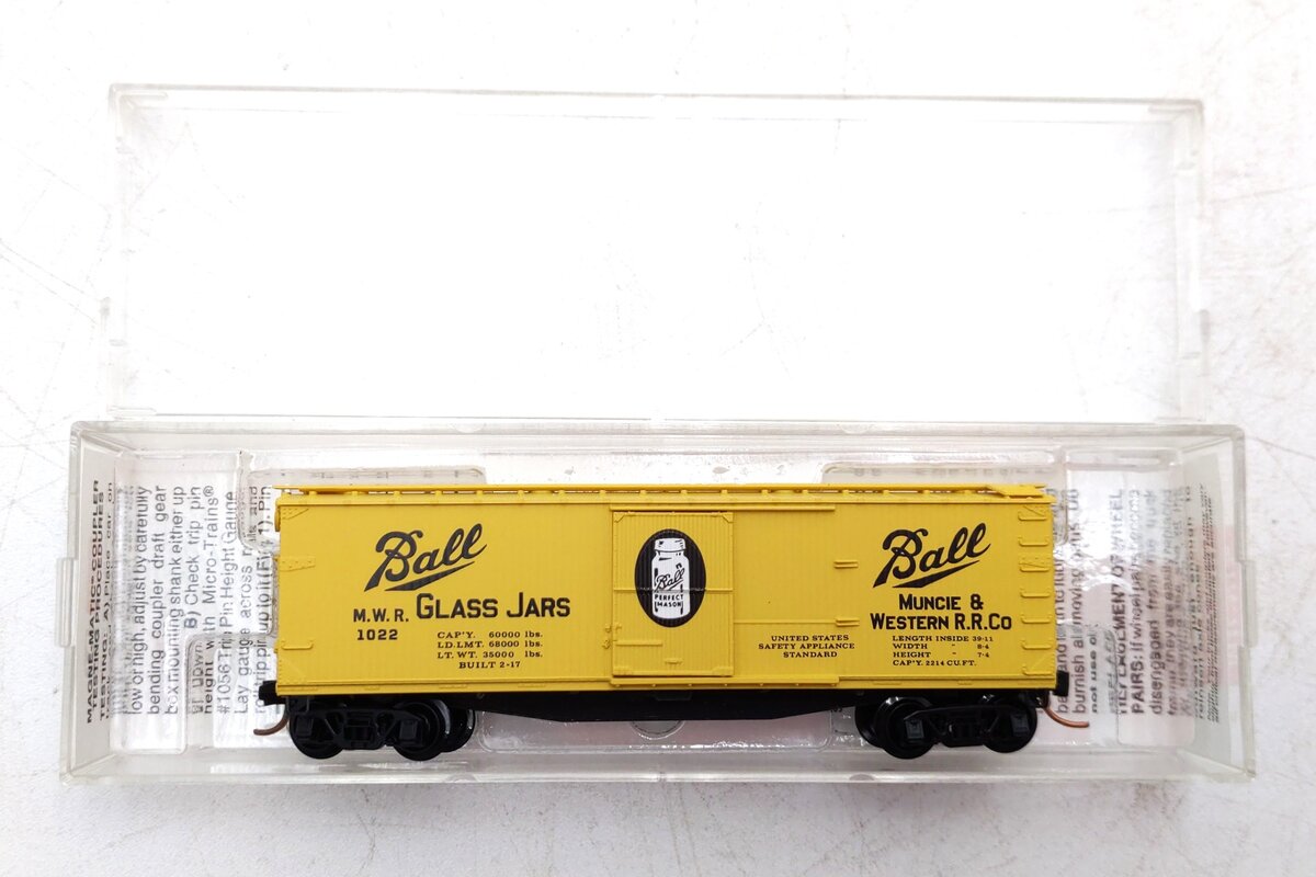 Micro-Trains 04200030 N MWR Ball Glass Jars 40' Dbl Sheathed Wood Boxcar #1022 NIB