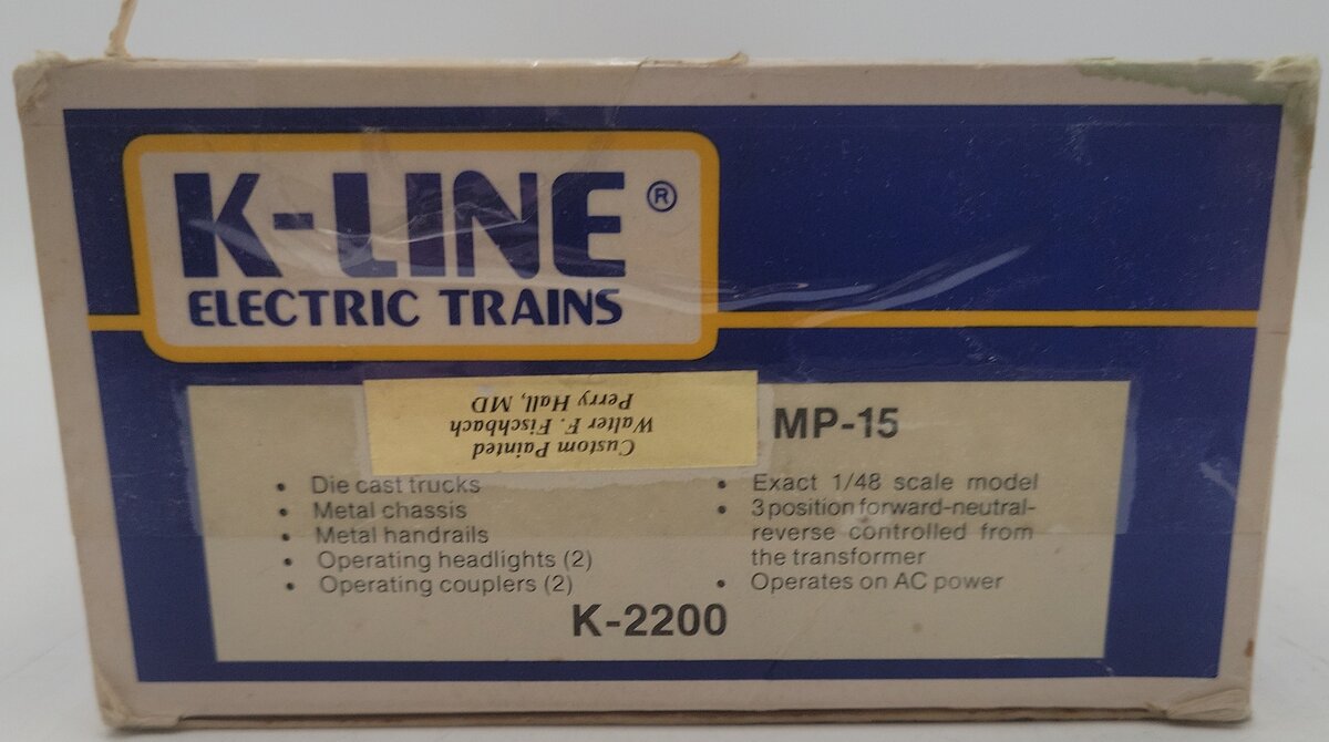 K-Line K2200 O Gauge Custom Painted CSX MP-15 Diesel Locomotive/Box