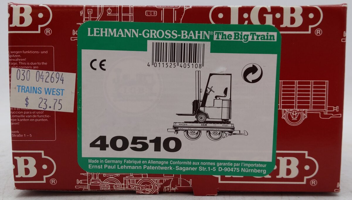 LGB 40510 G Scale Field Railroad Forklift Car EX/Box