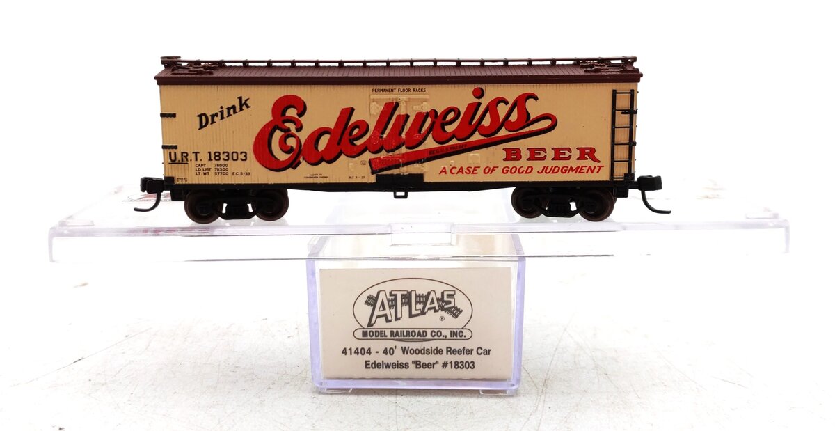 Atlas 41404 Edelweiss "Beer" 40' Woodside Reefer Car #18303 NIB