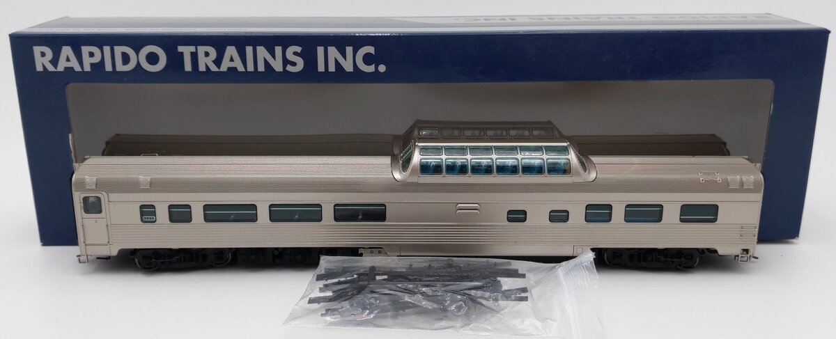 Rapido Trains 116038 HO Unlettered Budd Mid-Train Dome Stainless Steel