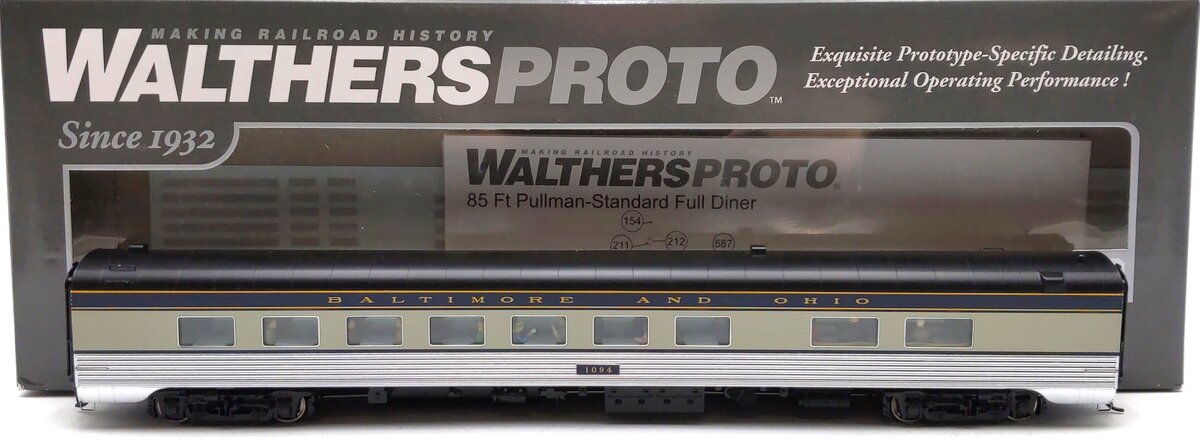 Walthers 920-9416 HO Scale B&O 85' PS 56-Seat Full Dining Car [Deluxe Edition] LN/Box