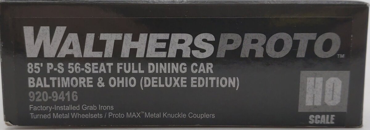 Walthers 920-9416 HO Scale B&O 85' PS 56-Seat Full Dining Car [Deluxe Edition] LN/Box